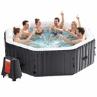 77”X77”X25” Inflatable Tub 4-6 Pers Portable Hot Tub 240 Gal with 130 Air Jets