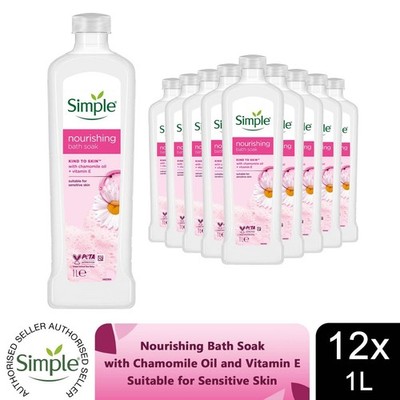 12x Simple Kind to Skin Nourishing Bath Soak mit Kamillenöl empfindliche Haut, 1L