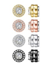 4 Pairs Magnetic Earrings for Men - Stainless Steel Clip on Large, silver