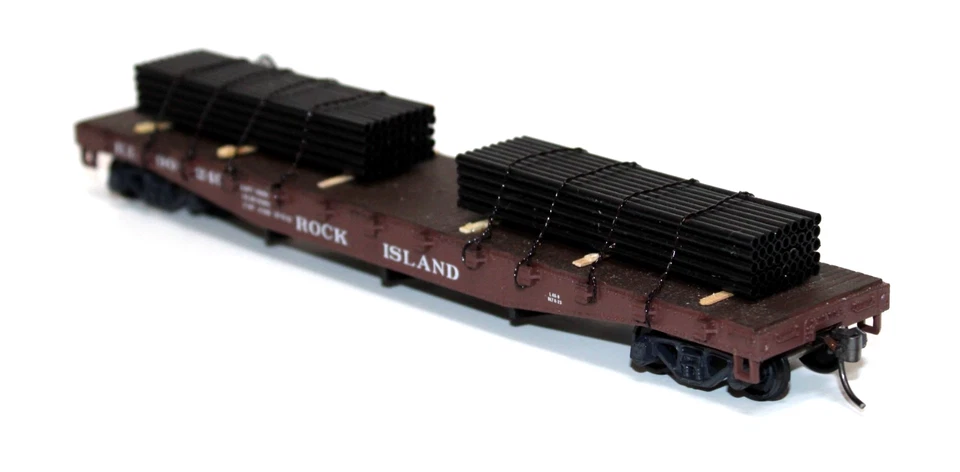 Athearn 50' Flat Car Rock Island 90249 Built w/ Custom Load kadees - Image 4 of 4