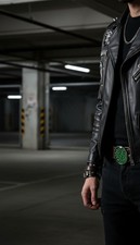 Men Women Silver Metal Belt Buckle Skulls Biker Fashion Green Motorcycle Rocker