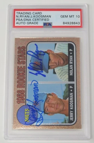 NOLAN RYAN & KOOSMAN Signed 1999 Topps Finest 1968 Rookie Card #1 PSA 10 Auto