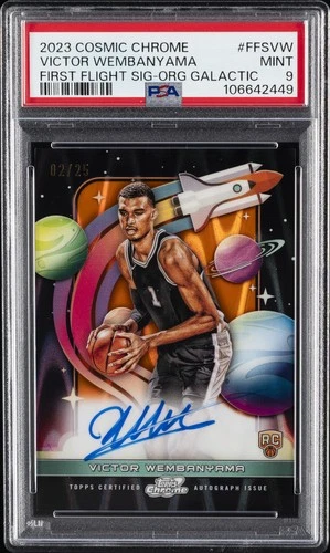 2023 TOPPS COSMIC CHROME FIRST FLIGHT SIGNATURES VICTOR WEMBANYAMA RC /25 PSA 9