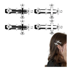 Cross Hair Clips Punk Goth Hair Accessories for Women Girls Metal Y2K Gothic Cro