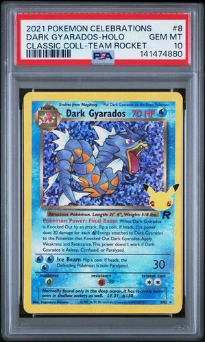 2021 POKEMON CELEBRATIONS CLASSIC COLLECTION #8 DARK GYARADOS-HOLO PSA 10