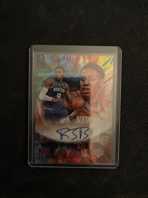 2022-23 Panini NBA Hoops INK Red SP #/25 RJ Barrett Auto - Knicks Jersey # 9/25