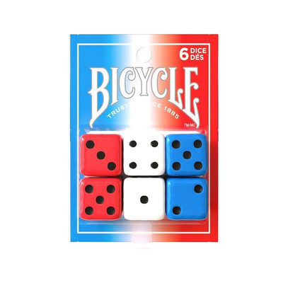 Bicycle 6X Dice Set, Six Sided D6 Dice, Red, White, Blue, 16 mm | 6 six...