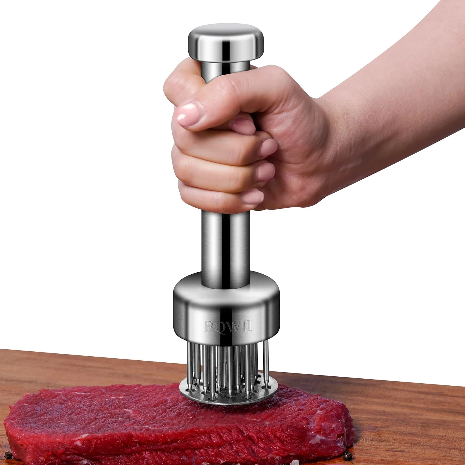 Stainless Steel Meat Tenderizer Tool with 21 Sharp Needles - A Meat Tenderize...