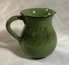 Terracotta De Silva Terre D'Umbria~Rustic Green Pitcher Made in Italy 6-1/2”Tall