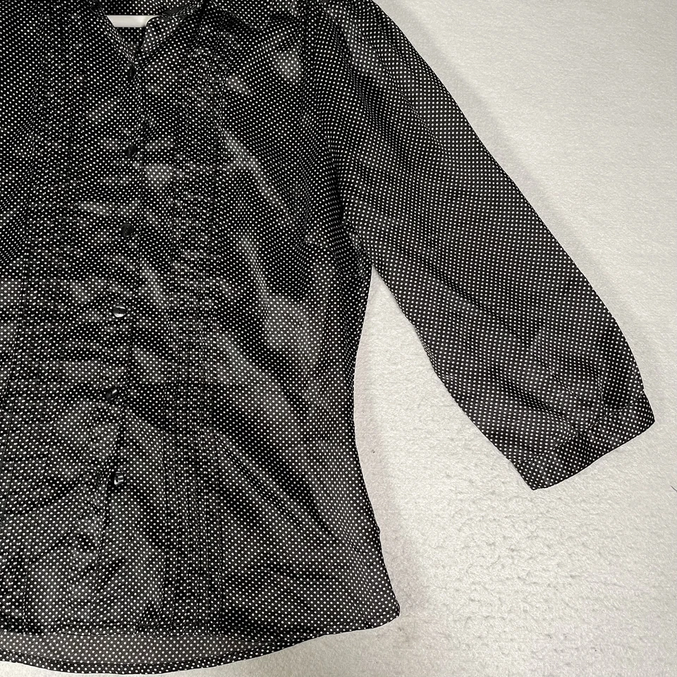 Blusa para mujer Willi Smith Top talla pequeña con cuello negro a lunares manga larga Foto 2 de 4