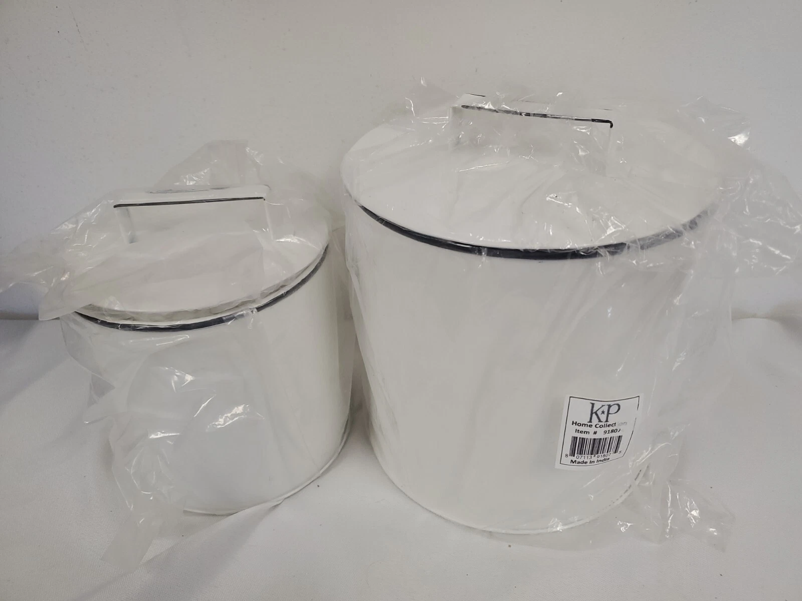NEW KP Home Collection White Metal Canisters (2) 8" - 6" Primitive Country
Opens in a new window or
