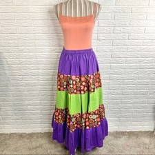 Vintage Against the Grain Multicolored Hippie Skirt Size Medium Large Boho