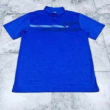Callaway Golf Polo Shirt Mens Large Blue Opti Dri Short Sleeve Stretch
