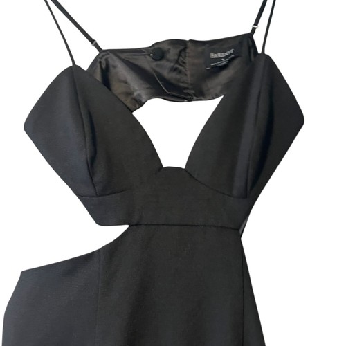 Bardot Cut Out Slit Midi Dress Women's 6 Black Asymmetrical Cut-Outs Stretch - Picture 4 of 11