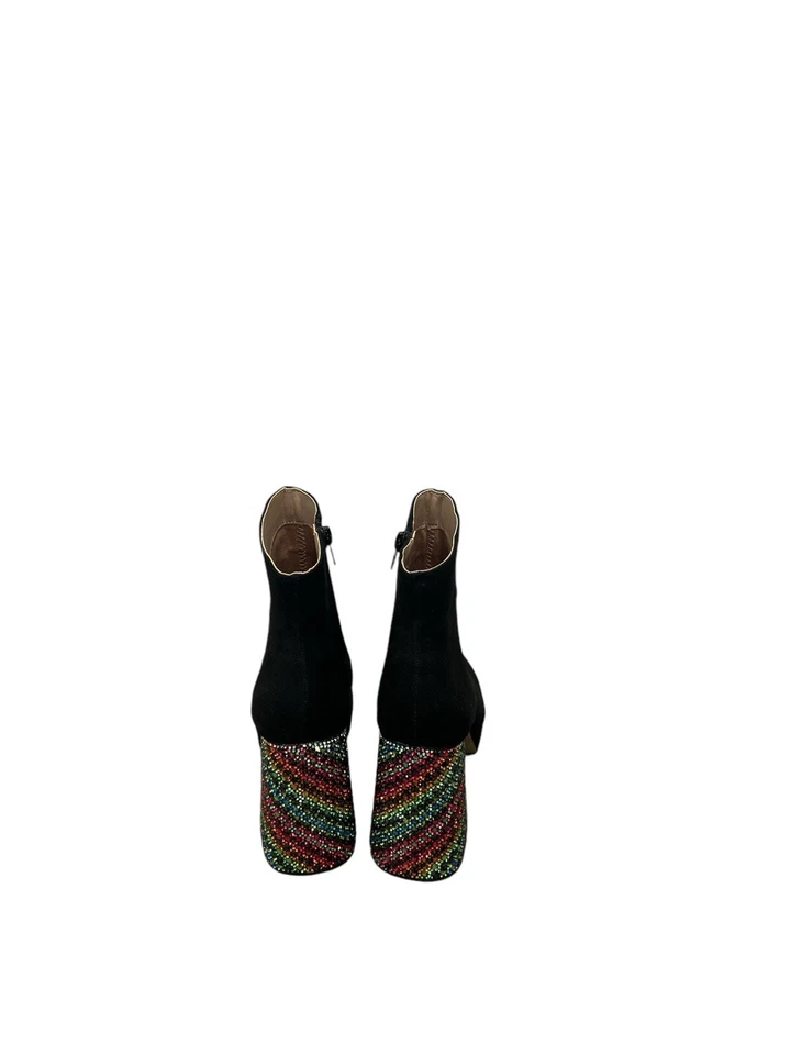 Betsey Johnson 女式黑色踝靴多色闪光高跟鞋 5.5 码  — 第 3/4 张图片