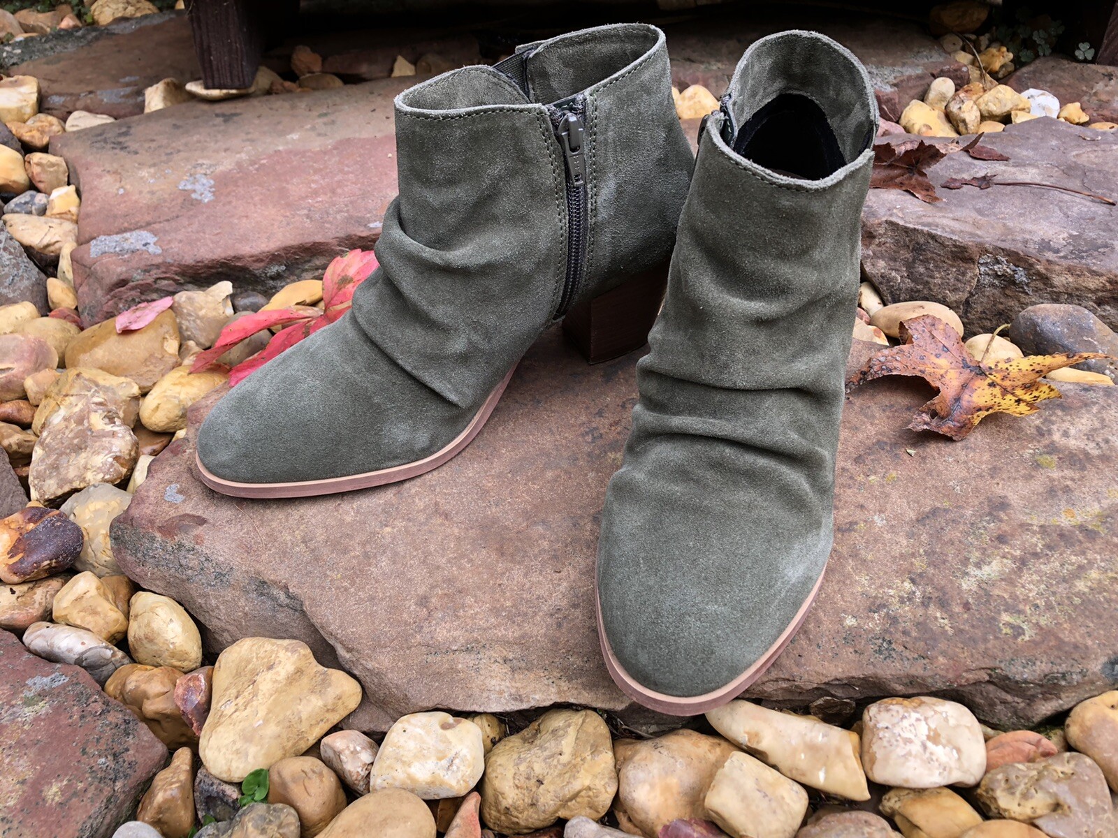 Diba Leather Suede Western Ankle Boot Women's Sz 8.5 Green