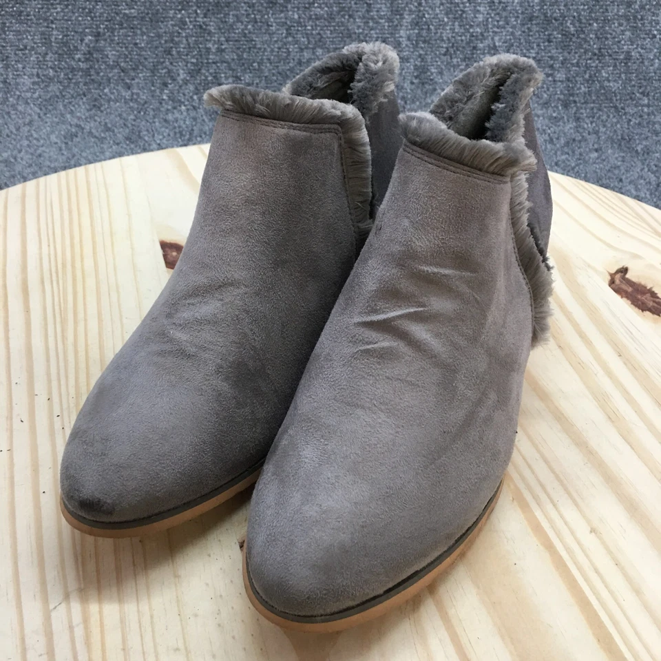 Journee Collection Botas Mujer 7 Tobillo Botín Gris Gamuza Pull On Imitación Piel Bloque Foto 3 de 4