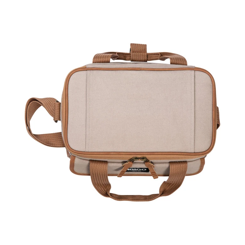 Igloo Legacy Canvas Lunch Cooler Bag Khaki Tan 12 Can Insulated Work Picnic Box - Image 4 of 4