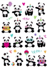 Party Pandas  Epoxy Stickers Planner Papercraft Journal Birthday DIY Craft