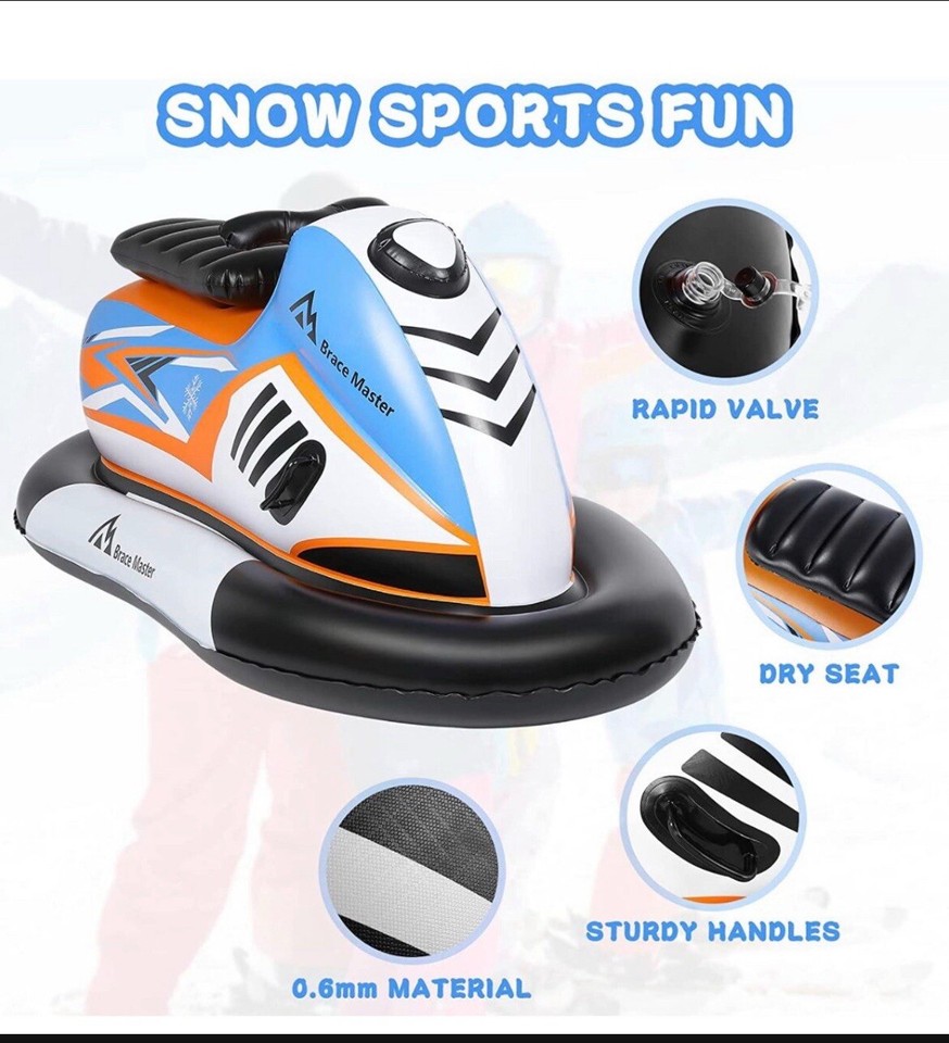 Inflatable Snowmobile Snow Sled- 71 Inch Giant Snow Tube | eBay