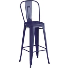30'' High Sapphire Metal Cafe Restaurant Barstool Chair For Indoor or Outdoor