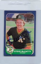 Fleer #427 1986 Steve McCatty A's firmado automático *G2804