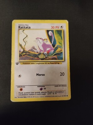 Pokemon Rattata 61/102 Set Basis Erste Auflage Wizards ITA Vintage Karten