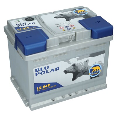 Starterbatterie 12V 64Ah 610A/EN Bären Blu Polar Autobatterie Neu Wartungsfrei