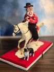 Breyer horse, handcrafted Ou rider cowboy, Border Collie dog, decorated 6 by 11