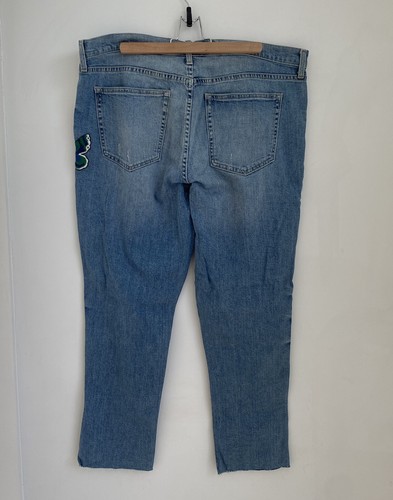 GAP BEST GIRLFRIEND Y2K BESTICKTE JEANS CAPRI KNÖCHEL ROHER HAUM DISTRESS 33T Neu mit Etikett - Bild 7 von 11