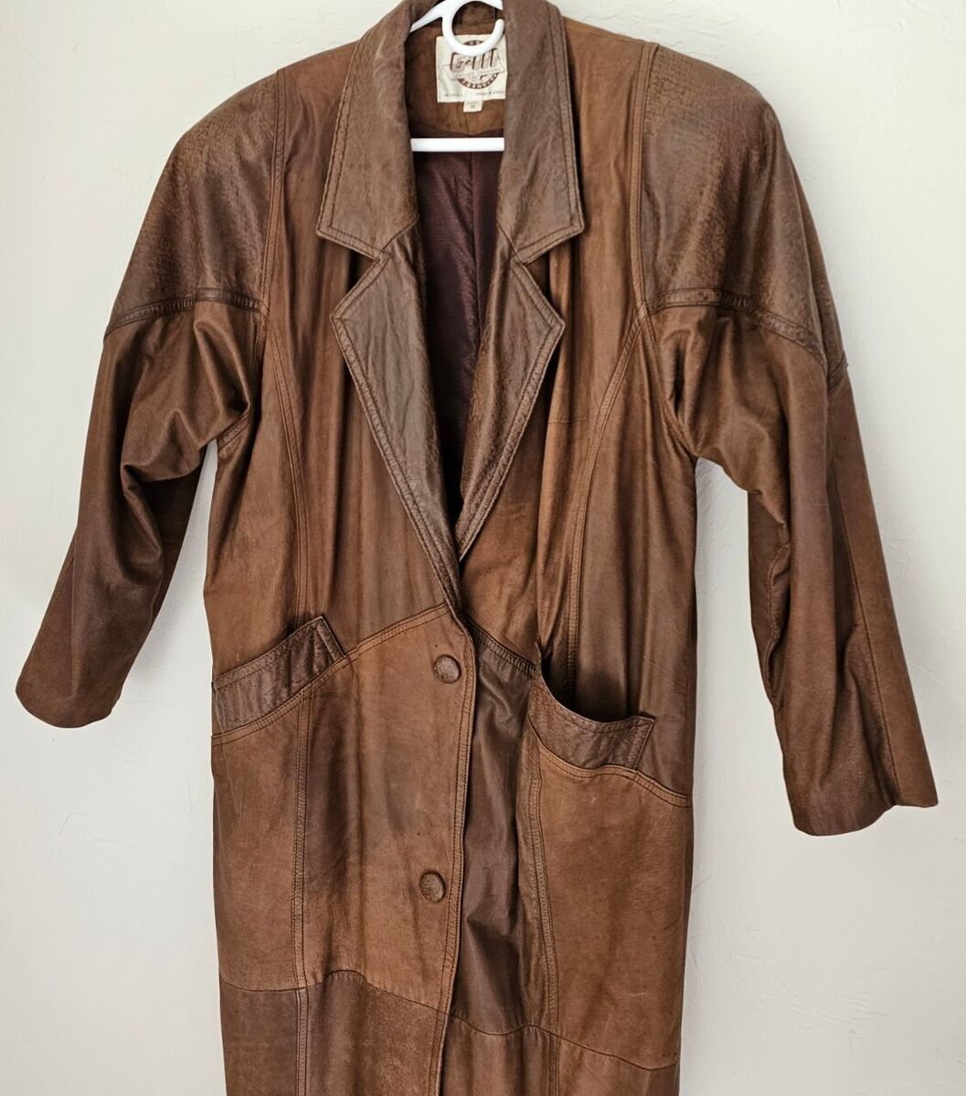 Vintage Global Identity G-III Trench Leather Coat Brown W Vintage Global Identity G-III Trench Leather Coat Brown W