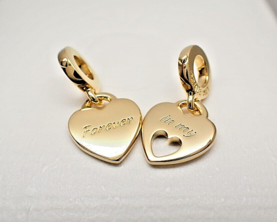 Authentic PANDORA #769187C01 Double Heart Split Mother & Daughter