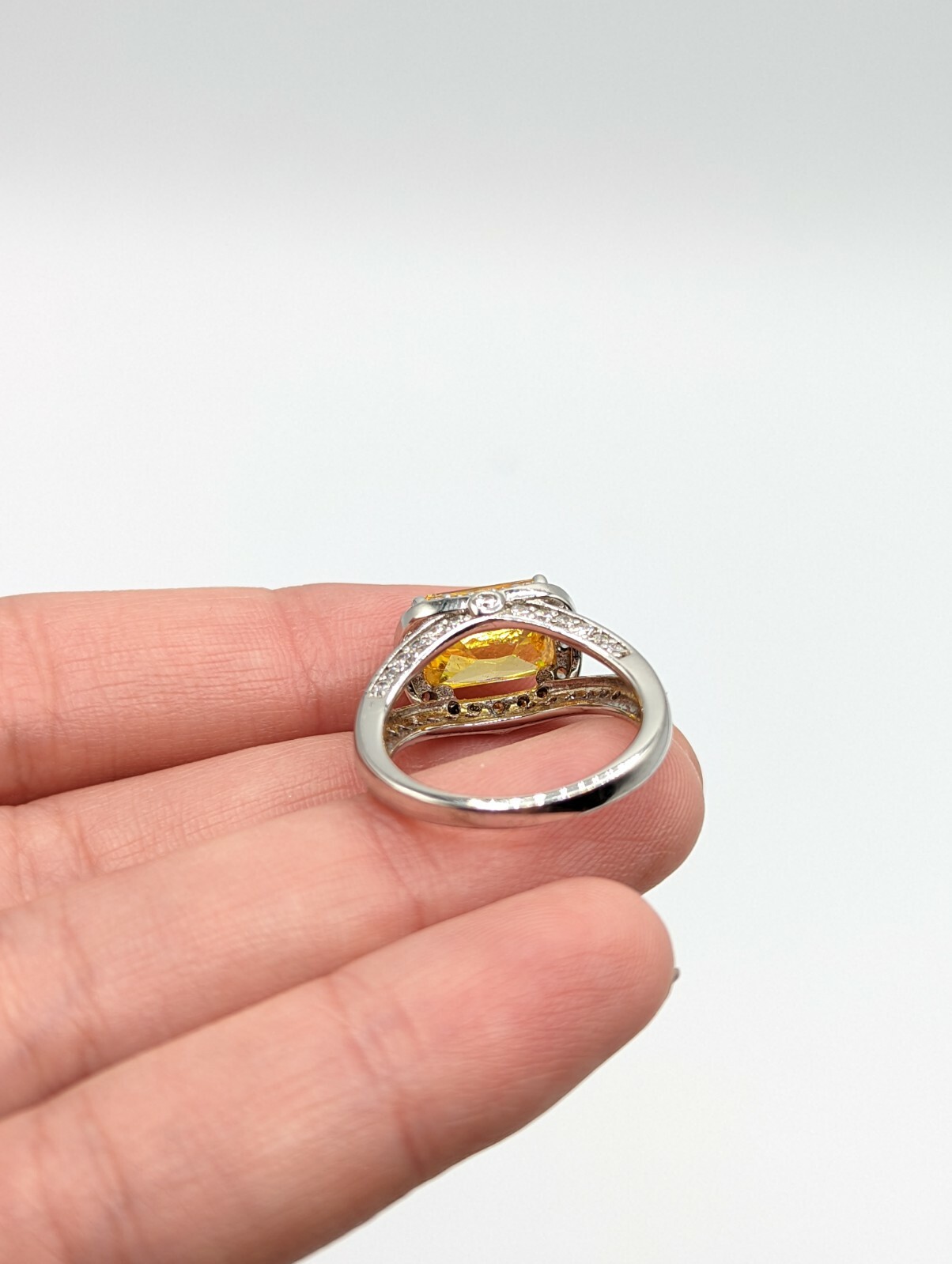 Sterling Silver 925 Yellow Rectangular Clear Acce… - image 6