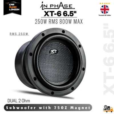 In Phase XT-6 6,5" Doppio Subwoofer 2Ω, 800W Max, 250W RMS, Potenza Bassi Profondi