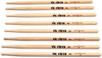 Vic Firth 4 Pair Drumstick Pack - 5A Wood Tip - American Classic