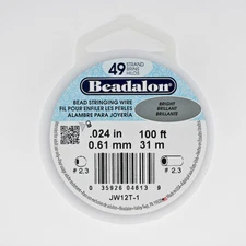 Beadalon 49 Strand Beading Wire .024 30ft & 100ft Spools, Strong Flexible Wire