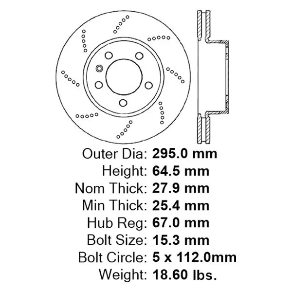 For Mercedes-Benz C250 10-16 Centric SportStop Drilled 1-Piece Front Brake Rotor - Image 2 of 3