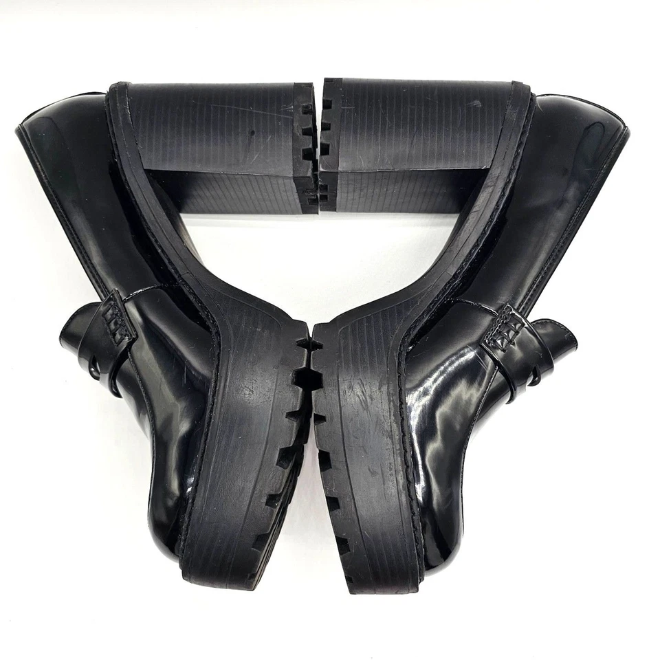 Madden Girl Kassidy Patent Platform Heel Penny Lug Loafers Black Women's 9 - Image 3 of 4