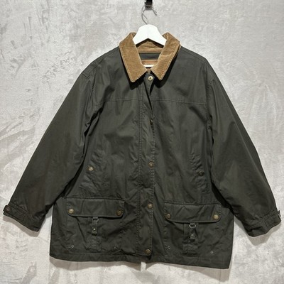 Lauren Ralph Lauren Barn Coat Womens 3X Green Corduroy Collar Patch Pockets Snap