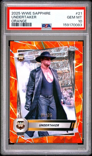 2025 Topps Chrome WWE Sapphire Edition Undertaker #21 Orange /25 PSA 10 POP 1
