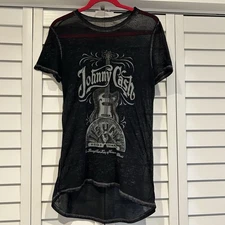 Johnny Cash Sun Record Co Black Graphic T-Shirt Lightweight, Size Medium