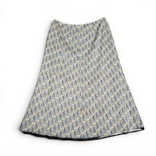 Vintage Talbots A-Line Skirt with Blue and Beige Wavy Pattern