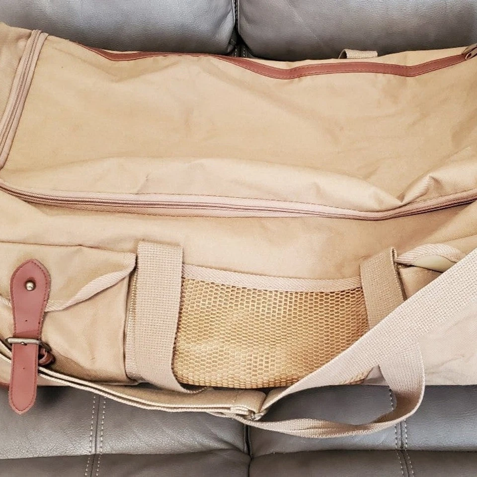 Equipaje de lona con adornos de cuero Ralph Lauren. Lienzo. Rayas. Tono dorado Foto 4 de 4