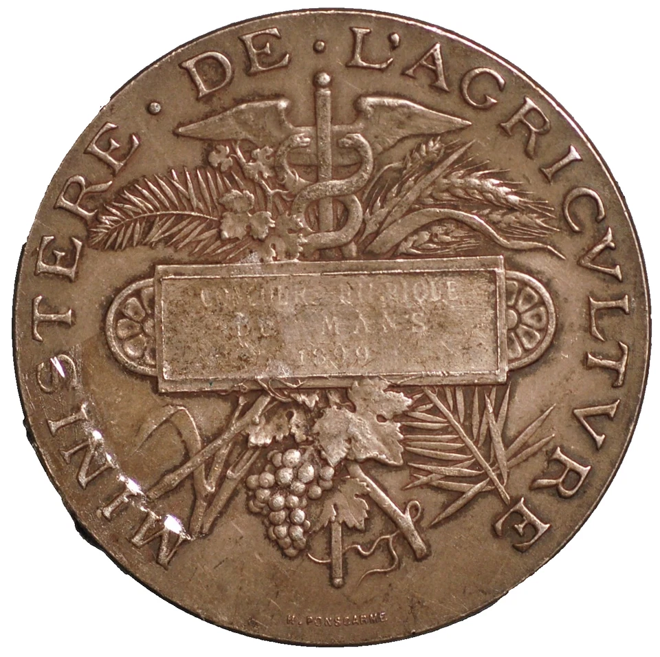 Medalla Francia Pequeño Concurso Agrícola Premio 1899 Foto 2 de 2