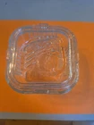 VTG Federal Glass Small Ribbed Refrigerator Storage Dish w/ Embossed Lid 4x4