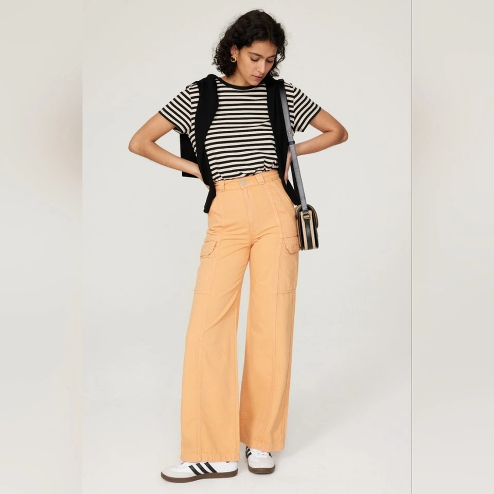 Pantalones Cargo Hudson Naranja De Talle Alto Crema Denim Talla 27 / 4 - Imagen 2 de 4