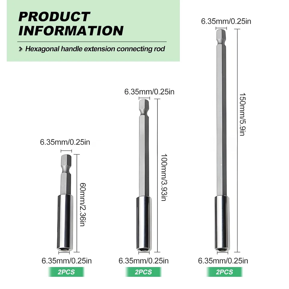 Magnetische Bit Verlängerung 6 Stück 60 100 150mm Bithalter Bohrer Verlängerung - Bild 2 von 4