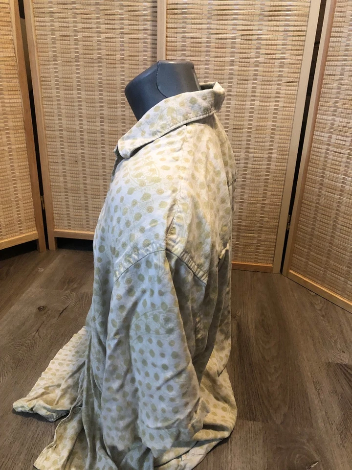 Tommy Bahama тонкая гавайская рубашка на пуговицах 100% шелк желтовато-коричневый цветочный узор XL (H390) - Изображение 3 из 4