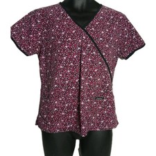 Cherokee Workwear Scrub Top Pink Floral Print Women's Size Medium