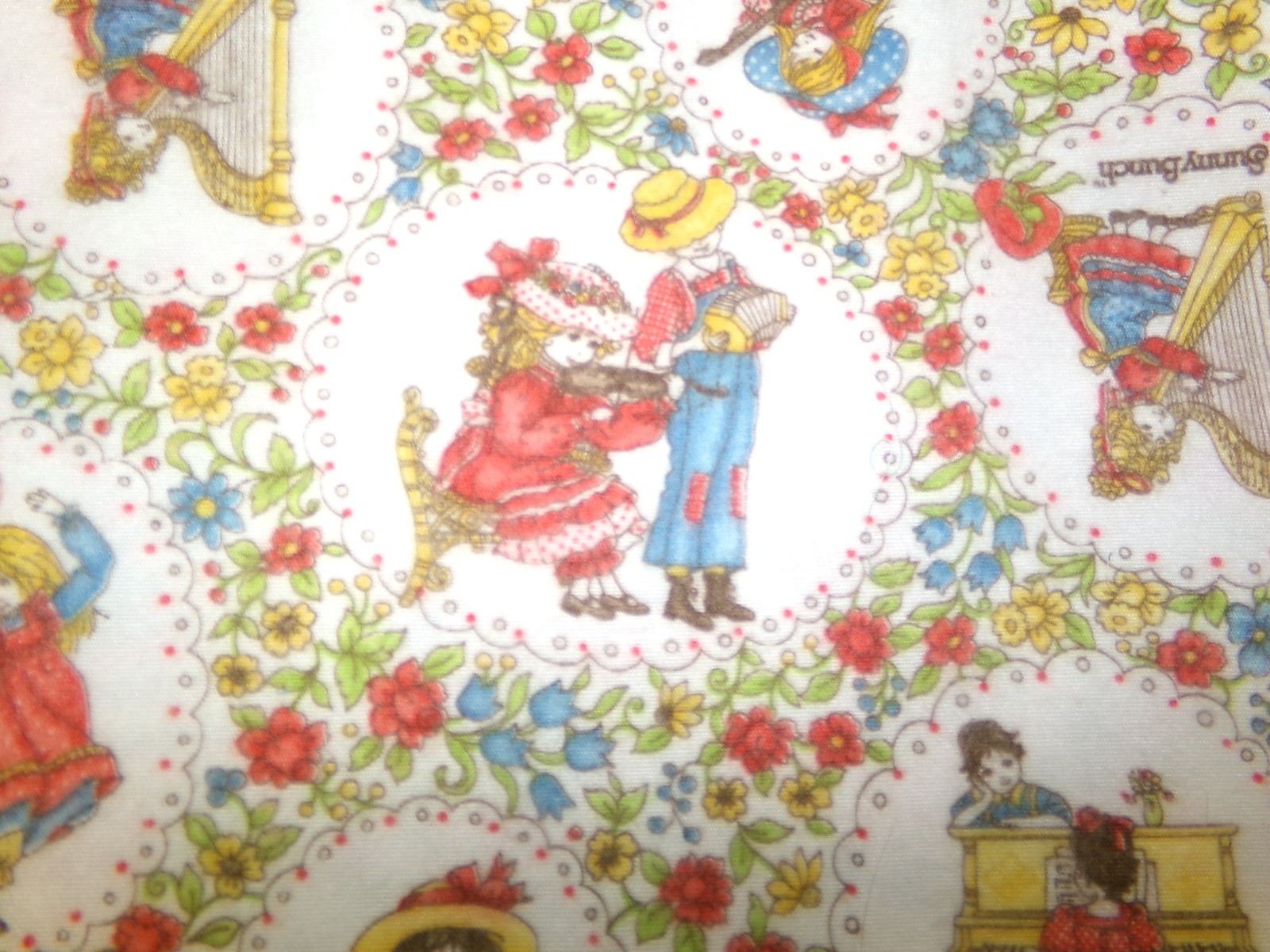 Vintage Sunny Bunch Kids Fabric Remnant by Roth Int. Approx. 30x17. A26-354